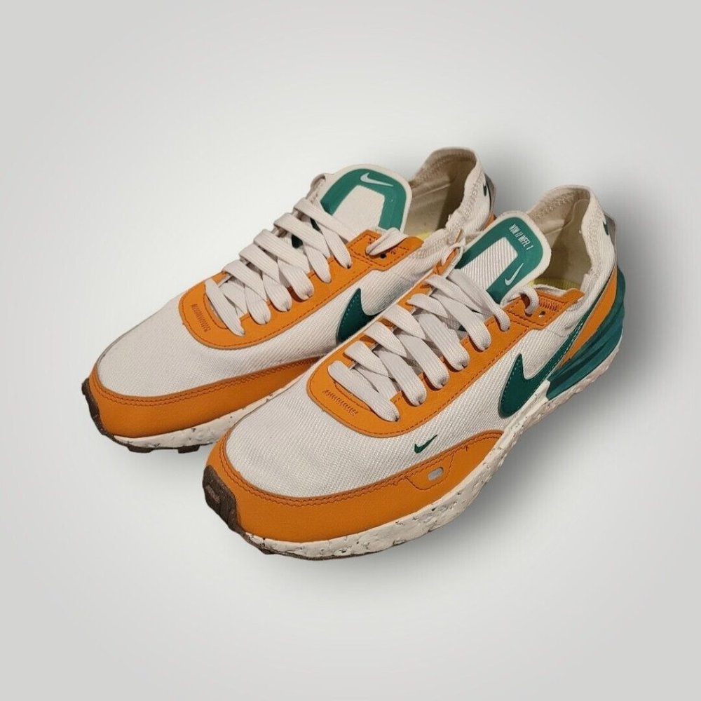 Nike Waffle One Sneakers Woman's Size 8.5 DQ4491-100 Green White Orange